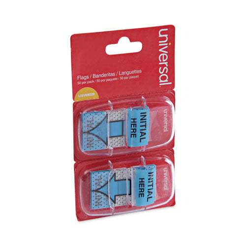 Deluxe Message Arrow Flags, "Initial Here", Blue, 100/Pack-(UNV99009)