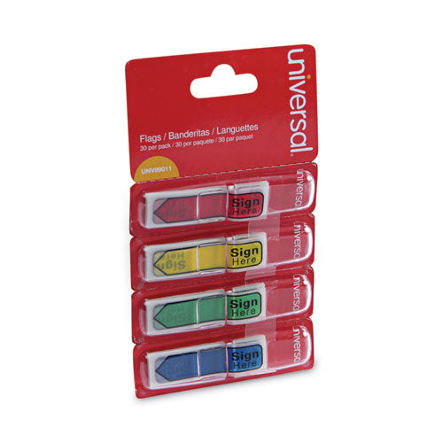 Deluxe Message Arrow Flags, "Sign Here", Assorted Colors, 120/Pack-(UNV99011)