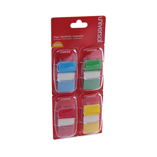 Deluxe Pop-Up Page Flags, 1 x 1.75, Four Assorted Colors, 50 Flags/Dispenser, 4 Dispensers/Pack-(UNV99012)