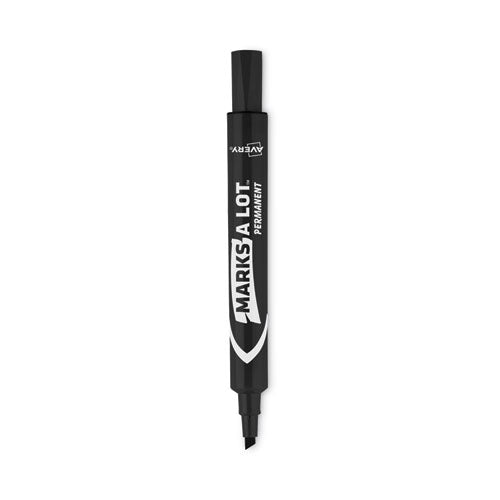 MARKS A LOT Large Desk-Style Permanent Marker, Broad Chisel Tip, Black, Dozen (8888)-(AVE08888)