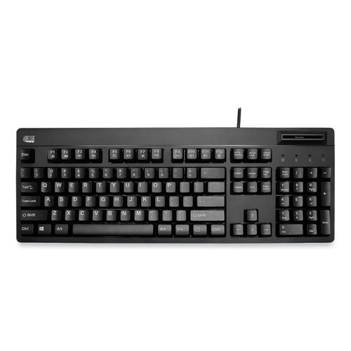 EasyTouch Smart Card Reader Keyboard AKB-630SB-TAA, 104 Keys, Black-(ADEAKB630SBTAA)