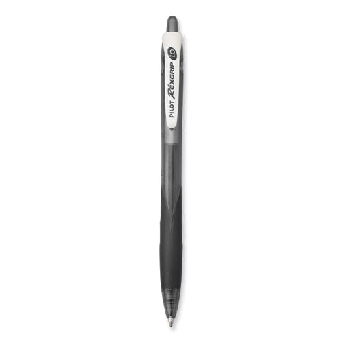 RexGrip BeGreen Ballpoint Pen, Retractable, Medium 1 mm, Black Ink, Black Barrel, Dozen-(PIL32370)