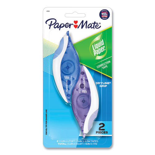 DryLine Grip Correction Tape, Blue/Purple Applicators, 0.2" x 335", 2/Pack-(PAP87813)