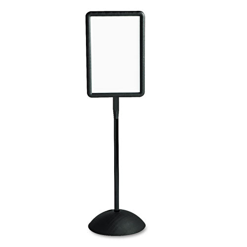 WriteWay Double-Sided Magnetic Dry Erase Standing Message Sign, Rectangle, 65" Tall Black Stand, 14.25 x 22.25 White Face-(SAF4117BL)