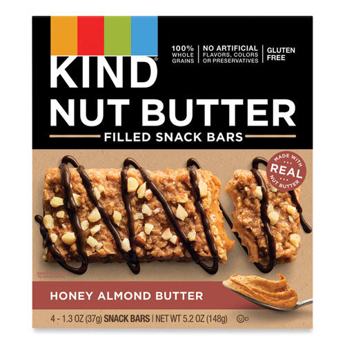 Nut Butter Filled Snack Bars, Honey Almond Butter, 1.3 oz, 4/Pack-(KND26289)