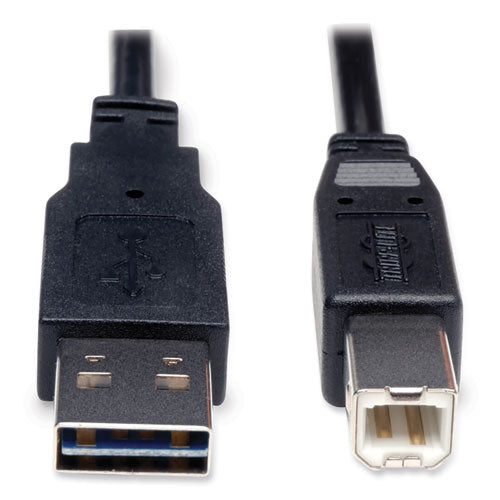 Universal Reversible USB 2.0 Cable, Reversible A to B (M/M), 6 ft, Black-(TRPUR022006)