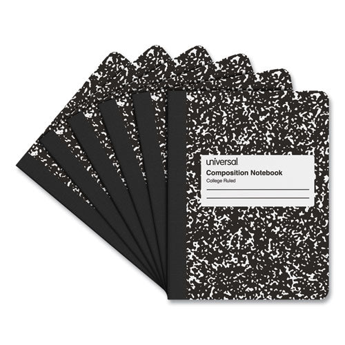 Composition Book, Medium/College Rule, Black Marble Cover, (100) 9.75 x 7.5 Sheets, 6/Pack-(UNV20946)