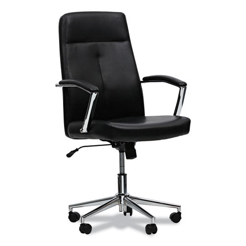 Leather Task Chair, Supports Up to 275 lb, 18.19" to 21.93" Seat Height, Black Seat, Black Back-(ALEWS4116)