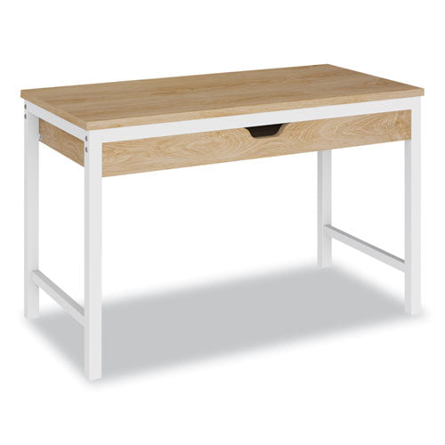 Modern Writing Desk, 47.24" x 23.62" x 29.92", Beigewood/White-(ALEWSWD4824WB)