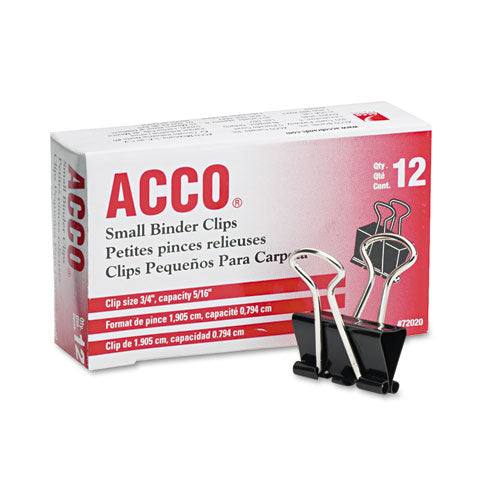 Binder Clips, Small, Black/Silver, Dozen-(ACC72020)