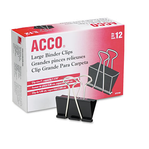 Binder Clips, Large, Black/Silver, Dozen-(ACC72100)