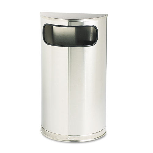 European and Metallic Series Half-Round Waste Receptacle, 9 gal, Steel, Satin Stainless-(RCPSO8SSSPL)