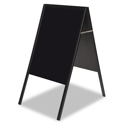 Magnetic Wet Erase Board, 25 x 35, 45" Tall, Black Surface, Black Wood Frame-(BVCDKT30505042)