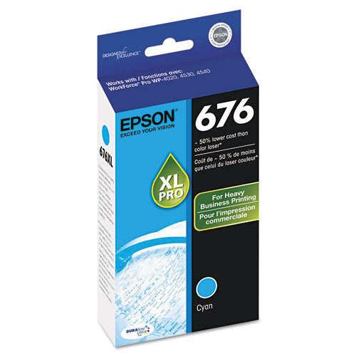 T676XL220-S (676XL) High-Yield Ink, 2,400 Page-Yield, Cyan-(EPST676XL220S)