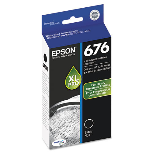 T676XL120-S (676XL) High-Yield Ink, 2,400 Page-Yield, Black-(EPST676XL120S)