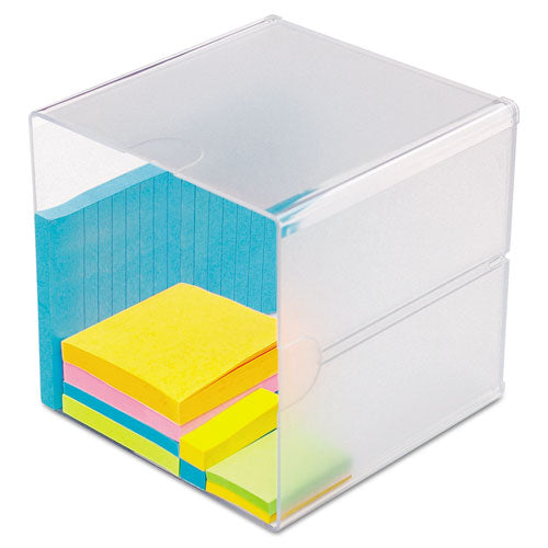 Stackable Cube Organizer, 1 Compartment, 6 x 6 x 6, Plastic, Clear-(DEF350401)