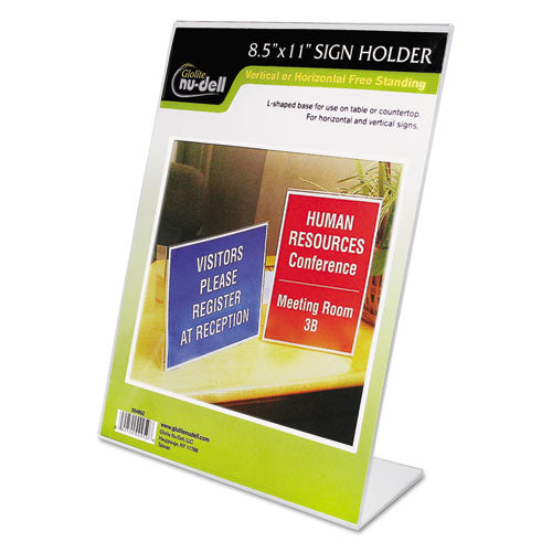 Clear Plastic Sign Holder, Stand-Up, Slanted, 8.5 x 11-(NUD35485Z)