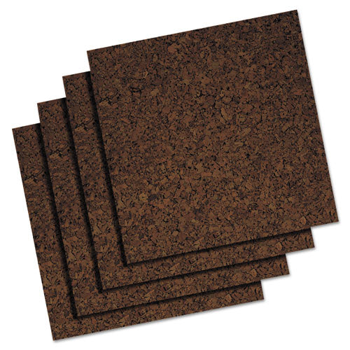 Cork Panel Bulletin Board, 12 x 12, Brown, 4 Panels/Pack-(QRT101)