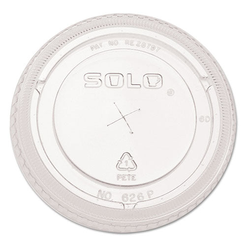 PETE Flat Straw-Slot Cold Cup Lids, Fits 16 oz to 24 oz, Clear, 100/Pack, 10 Packs/Carton-(DCC626TSCT)
