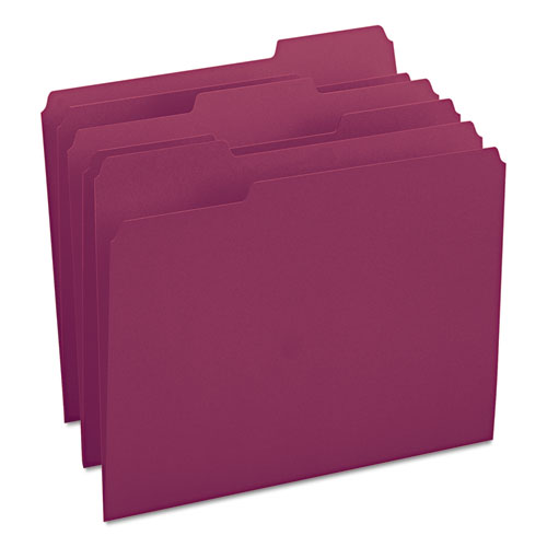 Colored File Folders, 1/3-Cut Tabs: Assorted, Letter Size, 0.75" Expansion, Maroon, 100/Box-(SMD13093)