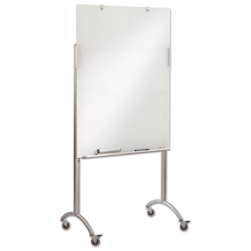 Clarity Mobile Easel with Integrated Glass Marker Board, 36 x 48 x 72, Steel-(ICE31100)