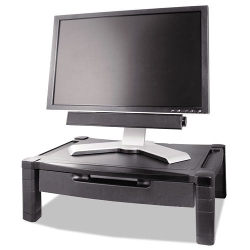 Wide Deluxe Two-Level Monitor Stand with Drawer, 20" x 13.25" x 3" to 6.5", Black, Supports 50 lbs-(KTKMS520)
