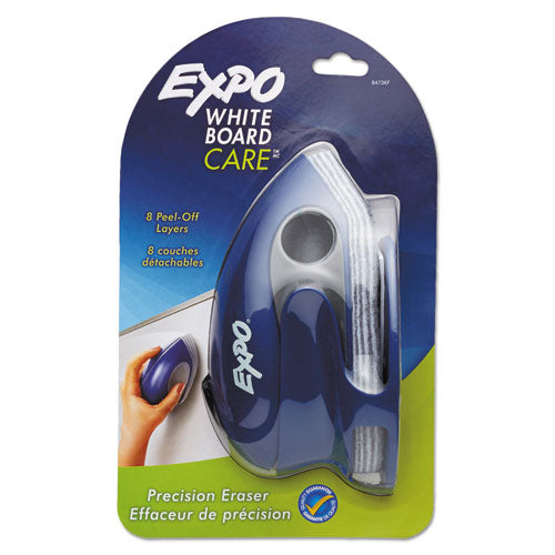 White Board CARE Dry Erase Precision Eraser with Replaceable Pad, Eight Peel-Off Layers, 7.6" x 3.4" x 3.6"-(SAN8473KF)