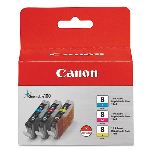 0621B016 (CLI-8) ChromaLife100+ Ink, 840 Page-Yield, Cyan/Magenta/Yellow-(CNM0621B016)