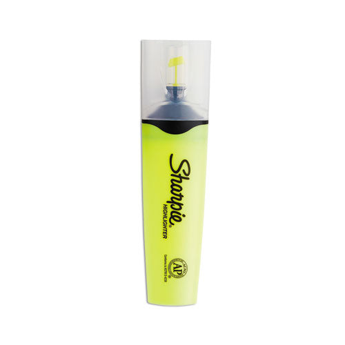 Clearview Tank-Style Highlighter, Fluorescent Yellow Ink, Chisel Tip, Yellow/Black/Clear Barrel, Dozen-(SAN1897847)
