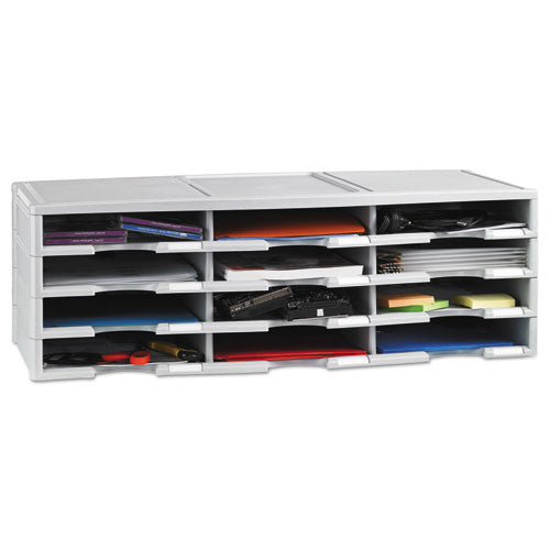 Storex Literature Organizer, 12 Compartments, 10.63 x 13.3 x 31.4, Gray-(STX61601U01C)