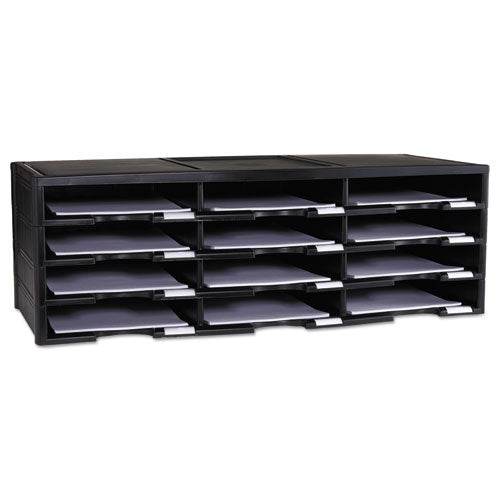 Storex Literature Organizer, 12 Compartments, 10.63 x 13.3 x 31.4, Black-(STX61602U01C)
