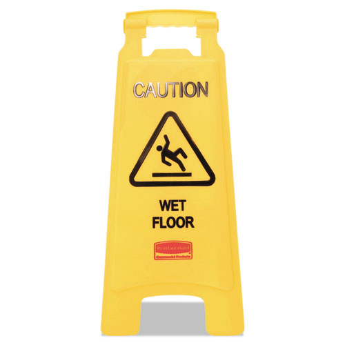 Caution Wet Floor Sign, 11 x 12 x 25, Bright Yellow, 6/Carton-(RCP611277YWCT)