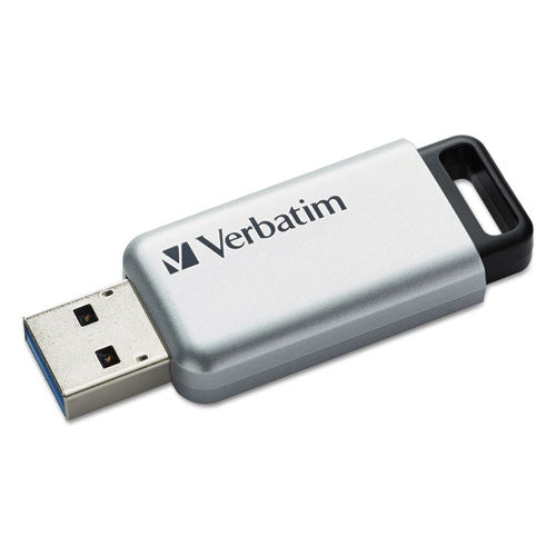 Store n Go Secure Pro USB Flash Drive with AES 256 Encryption, 64 GB, Silver-(VER98666)