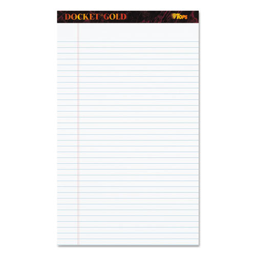 Docket Gold Ruled Perforated Pads, Wide/Legal Rule, 50 White 8.5 x 14 Sheets, 12/Pack-(TOP63990)