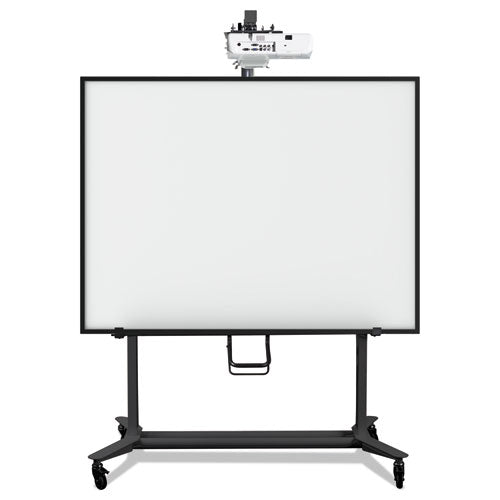 Interactive Board Mobile Stand with Ultra-Short Throw Projector Arm and Mounting Plate, 76" x 26" x 70" to 80", Black-(BVCBI350420)
