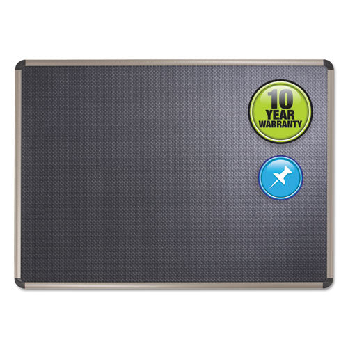 Prestige Euro-Style Embossed Foam Bulletin Board, 36 x 24, Black Surface, Euro Titanium Aluminum Frame-(QRTB363T)