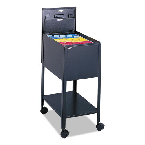 Standard Locking Mobile Tub File, Letter Size, Metal, 1 Shelf, 1 Bin, 13.5" x 19.25" x 28", Black-(SAF5361BL)