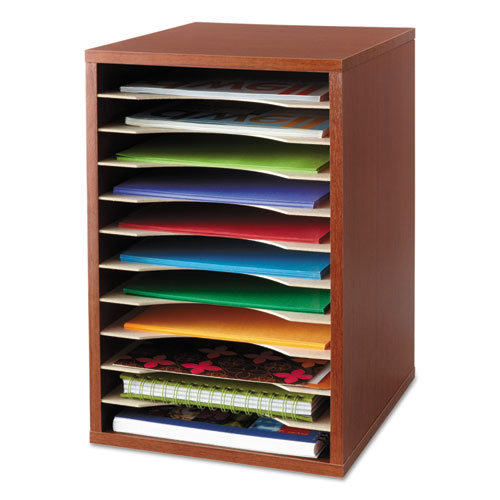 Wood Desktop Literature Sorter, 11 Compartments, 10.63 x 11.88 x 16, Cherry-(SAF9419CY)