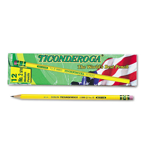 Pencils, F (#2.5), Black Lead, Yellow Barrel, Dozen-(DIX13885)