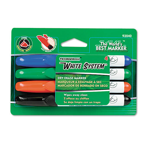 White System Marker, Broad Chisel Tip, Assorted Colors, 4/Set-(DIX92040)