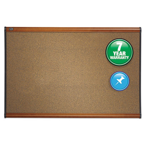Prestige Colored Cork Bulletin Board, 72 x 48, Brown Surface, Light Cherry Fiberboard/Plastic Frame-(QRTB247LC)