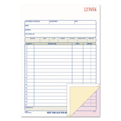 2-Part Sales Book, 18 Lines, Two-Part Carbon, 7.94 x 5.56, 50 Forms Total-(ABFDC5805)