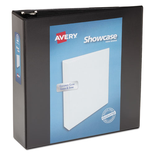 Showcase Economy View Binder with Round Rings, 3 Rings, 3" Capacity, 11 x 8.5, Black-(AVE19750)