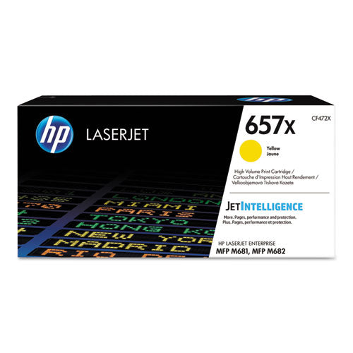 HP 657X, (CF472X) High-Yield Yellow Original LaserJet Toner Cartridge-(HEWCF472X)