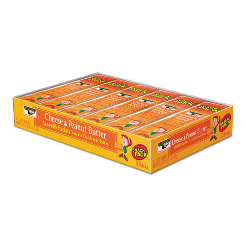 Sandwich Crackers, Cheese and Peanut Butter, 8-Piece Snack Pack, 12/Box-(KEB21165)
