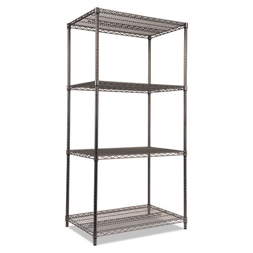 Wire Shelving Starter Kit, Four-Shelf, 36w x 24d x 72h, Black Anthracite-(ALESW503624BA)