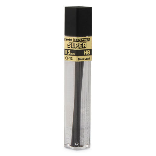 Super Hi-Polymer Lead Refill, 1.3 mm, HB, Black, 6/Tube-(PENCH13HB)
