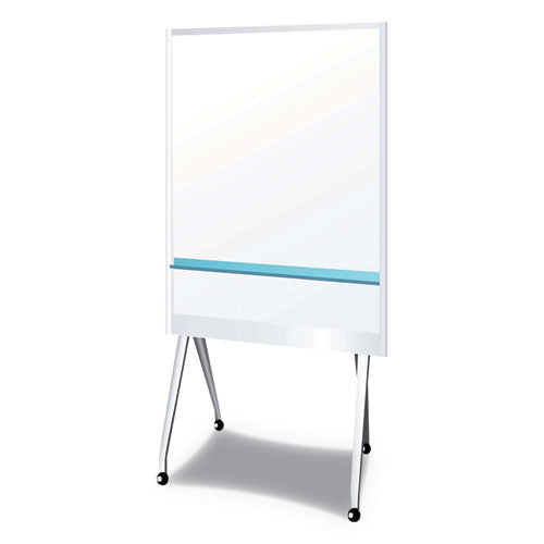 Mobile Partition Board, 38.3 x 70.8, White Surface, Light Gray Aluminum Frame-(PLS912MPBLG)