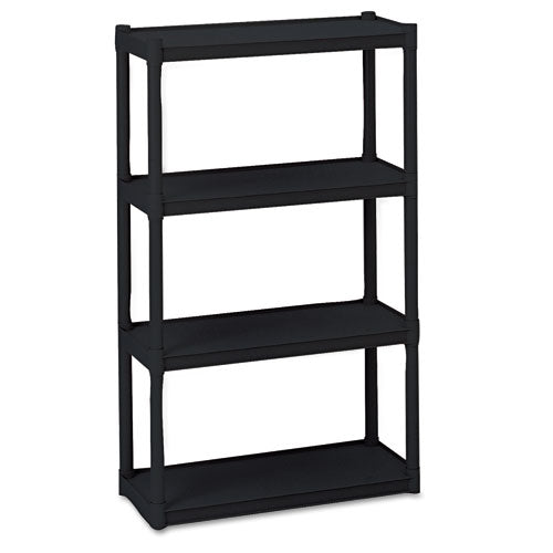 Rough n Ready Open Storage System, Four-Shelf, Injection-Molded Polypropylene, 32w x 13d x 54h, Black-(ICE20841)