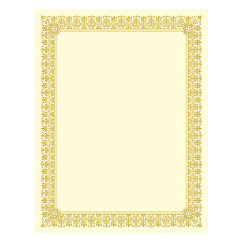 Premium Certificates, 8.5 x 11, Ivory/Gold with Fleur Gold Foil Border, 15/Pack-(SOUCTP1V)